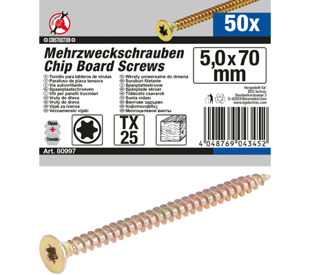 Houtschroef T25 5.0x70 mm 50 stuks