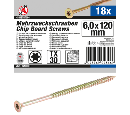 Houtschroef T30 6.0x120 mm 18 stuks